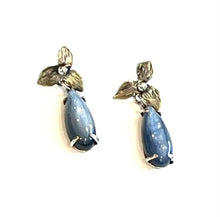 Kyanite and Brass Floral Earrings