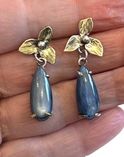 Kyanite and Brass Floral Earrings