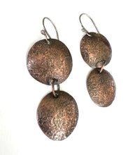 Copper Dangle Double Disk Earrings