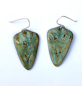 Turquoise and Yellow Crackled Enamel Earrings