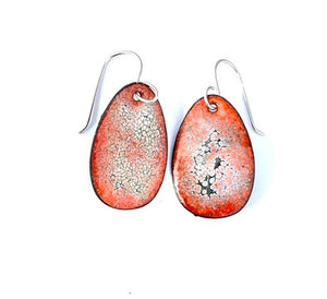 Orange, Black and Blue Crackled Enamel Earrings
