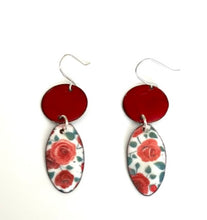Red Floral Enamel Earrings