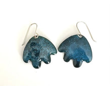 Blue and Black Petal Enameled Earrings