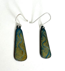 Blue and Yellow Crackled Enamel Earrings