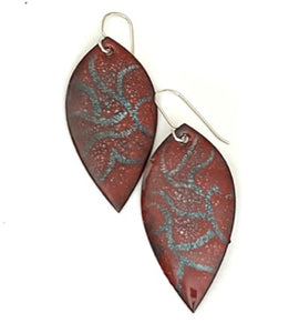 Red and Blue Crackled Enamel Earrings