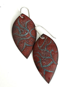 Red and Blue Crackled Enamel Earrings