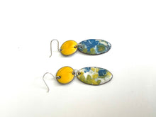 Yellow Floral Enameled Earrings