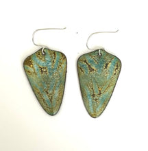 Turquoise and Yellow Crackled Enamel Earrings