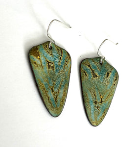 Turquoise and Yellow Crackled Enamel Earrings