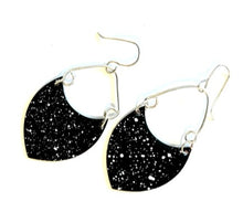 Black Speckled Shield Enamel Earrings