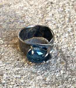 Raw Silver Kyanite Ring