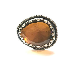 Faceted Citrine and Sterling Silver Ring