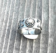 Embellished Sterling Silver Cigar Band Ring