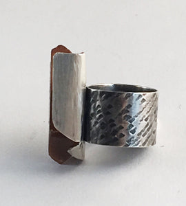 Sterling Silver Wide Band Orange Citrine Ring