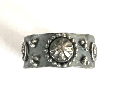 Embellished Sterling Silver Cigar Band Ring